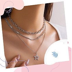 Alloy Pendant and Brass Chains Necklaces & Multi-strand Bracelets for Women&nbsp;SJEW-SC0001-06