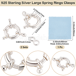 2Pcs 925 Sterling Silver Large Spring Rings Clasps&nbsp;STER-BBC0009-21A