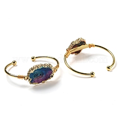 Dyed Natural Agate Irregular Druzy Nugget Open Cuff Bangle&nbsp;BJEW-C028-01G