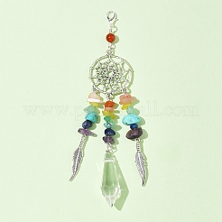 Chakra Natural & Synthetic Gemstone Chips & Alloy Pendant Decorations&nbsp;HJEW-FS00024