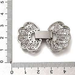 Rack Plating Flower Brass Micro Pave Clear Cubic Zirconia Fold Over Clasps&nbsp;KK-H512-06P