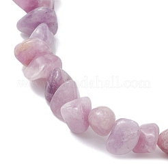 Flower Natural Amethyst Chip & Round Beaded Charm Bracelets&nbsp;BJEW-JB12310-02