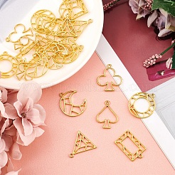 24Pcs 6 Styles Zinc Alloy Open Back Bezel Pendants&nbsp;PALLOY-SC0003-55G