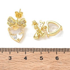 Brass Micro Pave Cubic Zirconia Stud Dangle Earrings for Women&nbsp;KK-CBA760A-05G-05