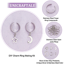 DIY Charms Cuff Ring Making Kit&nbsp;DIY-UN0004-86
