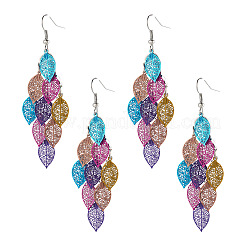 2 Pairs 430 Stainless Steel Leaf Dangle Earrings&nbsp;EJEW-TA0001-83B
