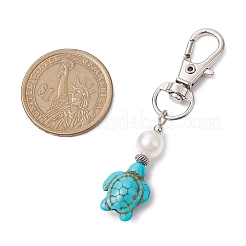 Sea Turtle Synthetic Howlite & Turquoise Pendant Decorations&nbsp;HJEW-JM02381