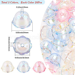 60Pcs 3 Colors UV Plating Acrylic Bead Caps&nbsp;PACR-SC0001-08B