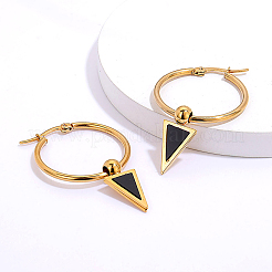 Minimalist Fashion Black Triangle 201 Stainless Steel Hoop Earrings&nbsp;DC0165