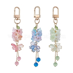 3Pcs Cat Eye & Arcylic Flower Pendant Decorations&nbsp;HJEW-TA00434