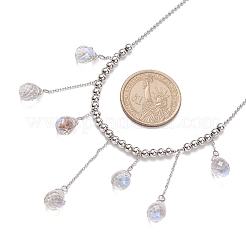 Glass Teardrop Charms Necklaces&nbsp;NJEW-TA00149