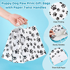 Rectangle with Paw Print Pattern Paper Storage Bags with Handle&nbsp;ABAG-WH0046-38B