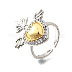 Brass Micro Pave Cubic Zirconia Cuff Rings for Women&nbsp;RJEW-F184-01B-GP