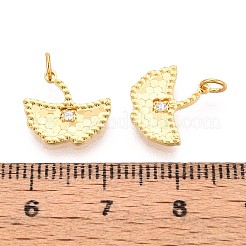 925 Sterling Silver Micro Pave Clear Cubic Zirconia Textured Leaf Charms&nbsp;STER-T008-52G