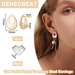 12Pcs Brass Hollow Out Teardrop Stud Earring Findings&nbsp;KK-BC0010-94