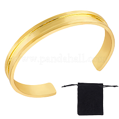 1Pc Alloy Grooved Open Cuff Bangle for Women&nbsp;BJEW-UN0001-39G