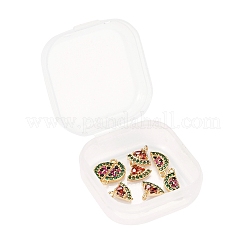 8Pcs Brass Micro Pave Colorful Cubic Zirconia Charms&nbsp;KK-LS0001-40