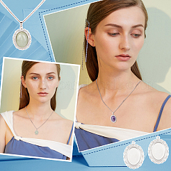 DIY Natural Mixed Stone Oval Pendant Necklace Making Kit&nbsp;DIY-UN0003-11