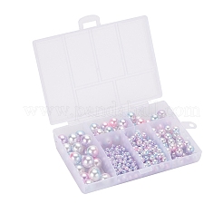 497Pcs 5 Style Rainbow ABS Plastic Imitation Pearl Beads&nbsp;OACR-YW0001-07F