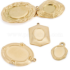 5Pcs 5 Styles 304 Stainless Steel Pendant Cabochon Settings&nbsp;STAS-TA0005-72G