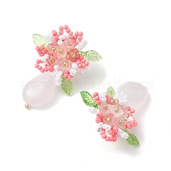 Flower Handmade Glass Seed Beads Stud Earrings&nbsp;EJEW-MZ00449