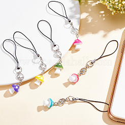 2 Sets Mushroom Opaque Resin Mobile Strap&nbsp;HJEW-HY0001-09