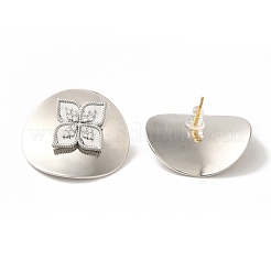 Rack Plating Brass Micro Pave Clear Cubic Zirconia Stud Earrings&nbsp;EJEW-B062-01GP-01C