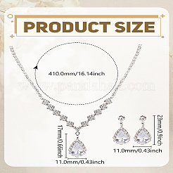 Brass Rhinestone Pendant Necklace & Stud Earring Sets&nbsp;SJEW-LP0001-51B