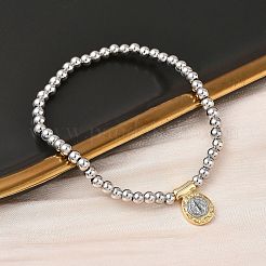 Brass Oval Charms Bracelets&nbsp;BJEW-B148-03A-03