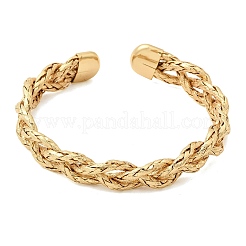 Brass Braided Rope Cuff Bangles for Women&nbsp;KK-CBACA61-01G