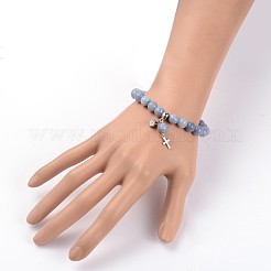 Natural Mixed Stone Beaded Stretch Charm Bracelets&nbsp;BJEW-JB01956