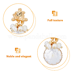 1 Pair Shell Pearl Dangle Stud Earrings&nbsp;EJEW-FI0002-22A