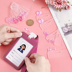 24Pcs Awareness Ribbon Theme Rectangle Transparent Arcrylic Badge Holders&nbsp;DIY-PH0031-91