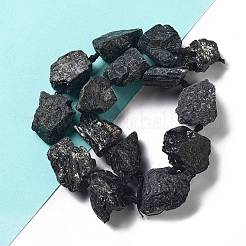 Raw Rough Natural Black Tourmaline Beads Strands&nbsp;G-J388-A12-01