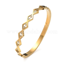 7MM 304 Stainless Steel Pave Clear Cubic Zirconia Rhombus Hinged Bangles for Women&nbsp;BJEW-C151-02G