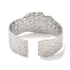 Non-Tarnish 304 Stainless Steel Hammered Wide Cuff Bangles for Women&nbsp;BJEW-L682-012P