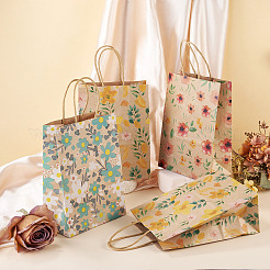 6Pcs 3 Styles Flower Print Kraft Paper Handbags&nbsp;ABAG-TA0001-52