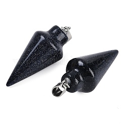 Synthetic Blue Goldstone Gemstone Pointed Pendants&nbsp;G-K384-01P-05