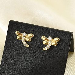 Brass Micro Pave Clear Cubic Zirconia Stud Earrings&nbsp;EJEW-R016-26G-10