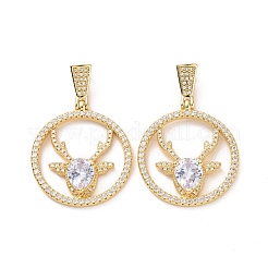 Brass Micro Pave Cubic Zirconia Pendants&nbsp;ZIRC-F134-24G-03
