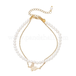 Shell Pearl Round Beads Multi-strand Bracelets for Women&nbsp;BJEW-JB12035-03
