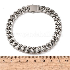 304 Stainless Steel Engraved Beast & Christian Upside Down Cross Cuban Link Chain Bracelets for Women Men&nbsp;BJEW-F529-17P