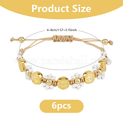 6Pcs Alloy & Glass Seed Bead Braided Bracelets&nbsp;BJEW-DC00025