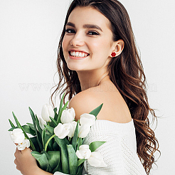 6 Pairs 6 Colors 3D Flower Polymer Clay Stud Earrings with 304 Stainless Steel Pins&nbsp;EJEW-FI0003-13