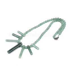 Natural Green Aventurine Round Beaded Fan Bib Necklaces&nbsp;NJEW-N064-04E