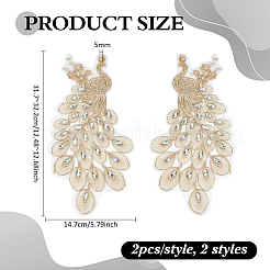 4Pcs 2 Styles Silver and Gold Thread with Resin and Rhinestones Applique Embroidery&nbsp;DIY-PH0038-76C