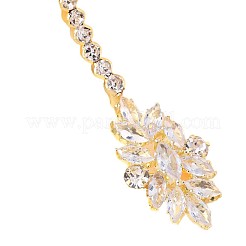 Brass Pave Clear Cubic Zirconia and Crystal Rhinestone Flower Pendant Choker Necklaces for Women&nbsp;WG748D8-02