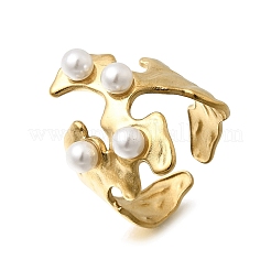 304 Stainless Steel with Imitation Pearl Cuff Open Rings for Women&nbsp;RJEW-Z144-01G-04