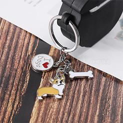 WEWAYSMILE 2 pcs Dog Keychain Car Keychain Pet Pendant Key-Ring Lovely Dog Key-ring Portable Metal Keychain Gift for Pet Lover Birthday Puppy Theme Party Supplies (Yellow Corgi)&nbsp;JX789A
