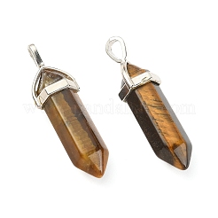 2Pcs Natural Tiger Eye Double Terminated Pointed Pendants&nbsp;G-YW0002-05A